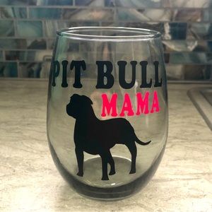 Large Smoked Pitbull Mama Stemless Wine Glass